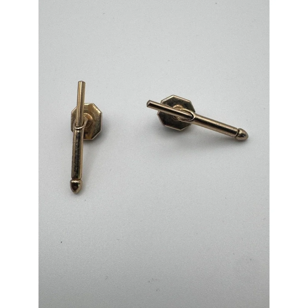 Vintage Art Deco Cufflinks Gold Tone Octagon Black Mother of Pearl Swank
